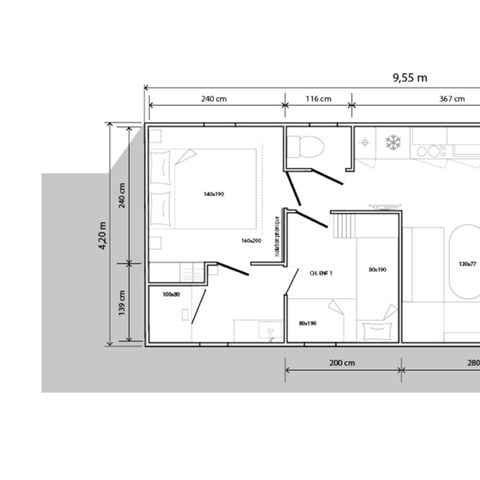 Chalet 4 personen - 2+2 (tot 12 jaar) Goudhaver
