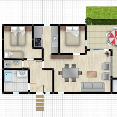 Bungalow 5 personen - 2AM+