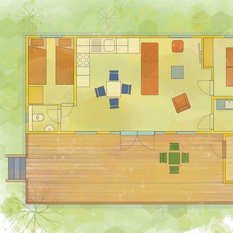 Stacaravan 4 personen - stacaravan/chalet Zalm