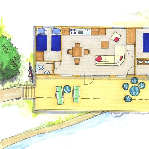 Stacaravan 4 personen - stacaravan/chalet Zalm