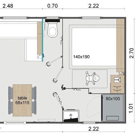 Stacaravan 4 personen - Superieur 2 slaapkamers