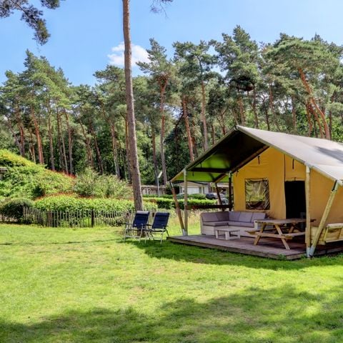 Safaritent 6 personen - incl. sanitair + glijbaan