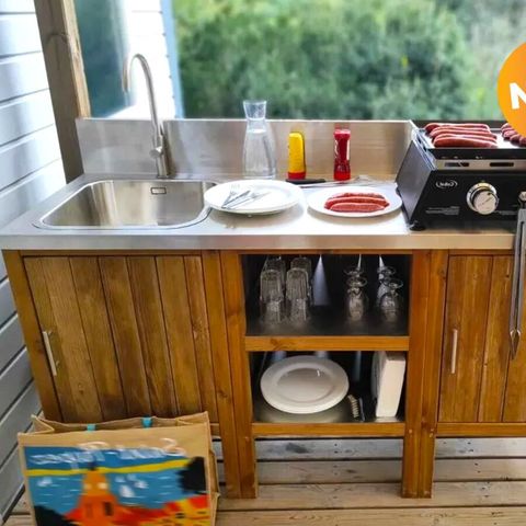 Stacaravan 7 personen - Premium Lounge met 3 slaapkamers - buitenkeuken