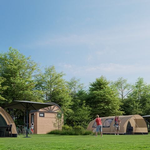 Tent 6 personen - De Waard Tunneltent met privé sanitair