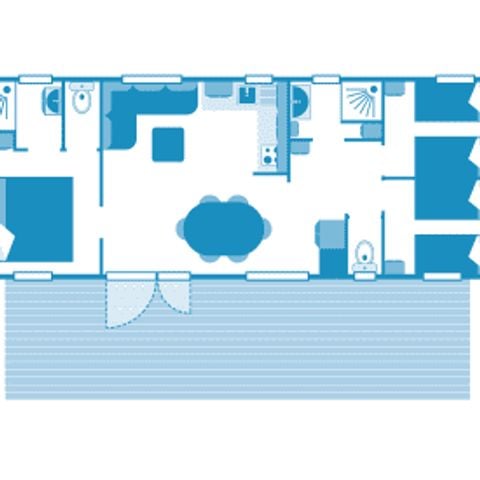 Stacaravan 6 personen - Cottage Cocoon 6p 3ch 2SdB airconditioning Premium