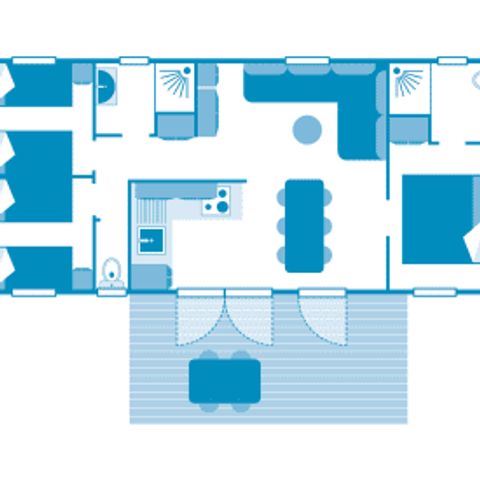 Stacaravan 6 personen - Huisje 6p 3ch 2SdB ****