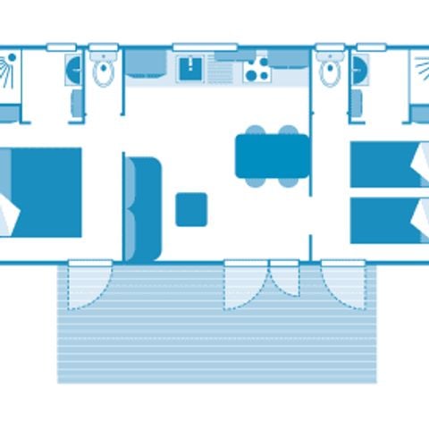 Stacaravan 4 personen - Cottage Cocoon 4p 2ch 2SdB airconditioning Premium