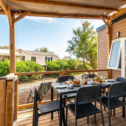 Stacaravan 6 personen - Stacaravan | Premium | 3 slaapkamers | 6 pers | Terras Lounge | Airconditioning | TV