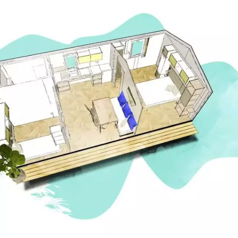 Stacaravan 4 personen - Cottage PMR Jonquille 3 Kamers 4 Personen + TV **** (in het Frans)