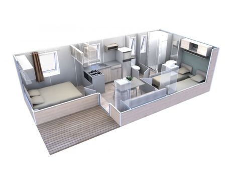 Stacaravan 4 personen - Esterel - VIP Confort - EVO - 29 m² - Uitzicht op zee en jacuzzi