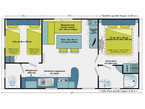 Stacaravan 4 personen - Théoule - Super Mercure - Comfort - 2 slaapkamers - 28 m²