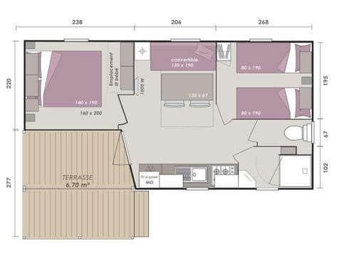 Stacaravan 4 personen - Stacaravan Loggia Compact - 2 slaapkamers