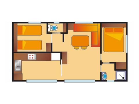 Stacaravan 6 personen - Stacaravan Riviera - 2 slaapkamers - VIP-aanbieding inbegrepen