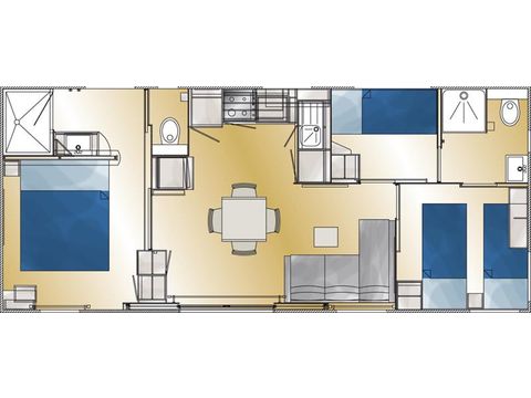 Stacaravan 6 personen - TAOS Luxe - 3 slaapkamers