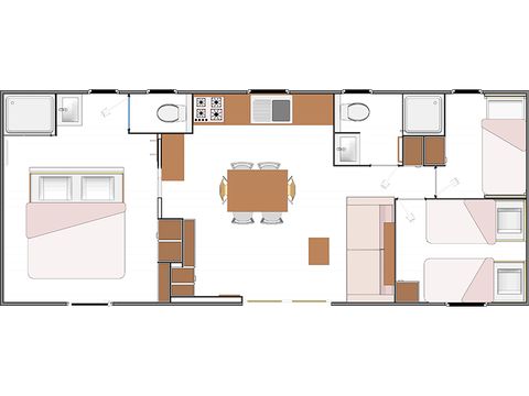 Safaritent 6 personen - Sunêlia Luxe Lodge 3 slaapkamers 2 badkamers - lakens inbegrepen