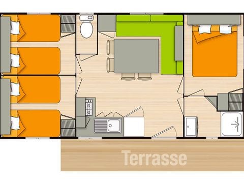 Stacaravan 8 personen - Comfort 4 Kamers 6/8 personen Airconditioning + TV
