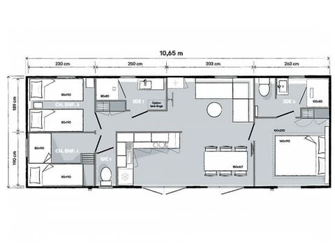 Stacaravan 7 personen - PREMIUM - 3 slaapkamers met airconditioning +TV+Gaskookplaat + 2 badkamers