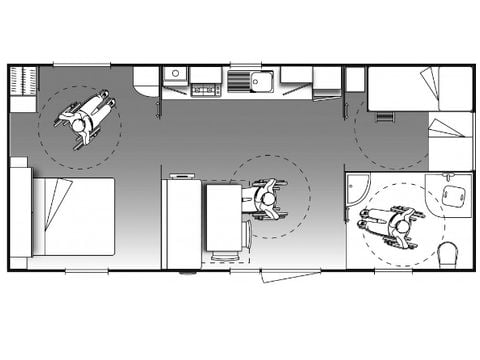 Stacaravan 6 personen - COMFORT aangepast voor personen met beperkte mobiliteit - 2 slaapkamers met airconditioning + TV