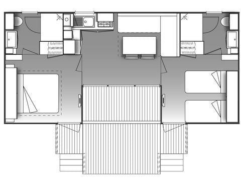 Stacaravan 4 personen - Premium Duin 4 personen - 2 slaapkamers, airconditioning, televisie