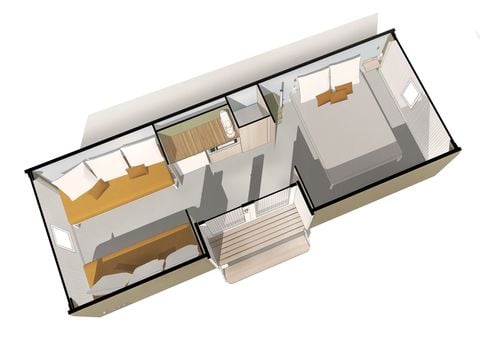 Bungalowtent 4 personen - COCO SWEET 4 slaapplaatsen - 2 slaapkamers, geen sanitair, geen airconditioning
