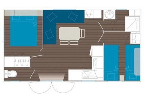 Stacaravan 6 personen - Comfort - 2 slaapkamers
