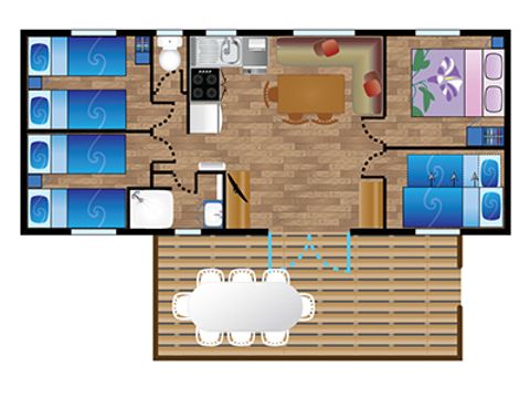 Stacaravan 8 personen - Mobile-home LARRUN**** 8 slaapplaatsen