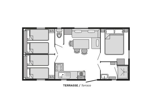 Stacaravan 6 personen - Venezia confort 6 plaatsen 3 slaapkamers TV Afwasmachine Airconditioning