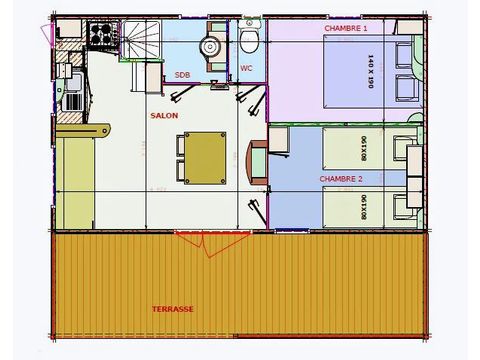 Chalet 4 personen - 2 slaapkamers + airconditioning
