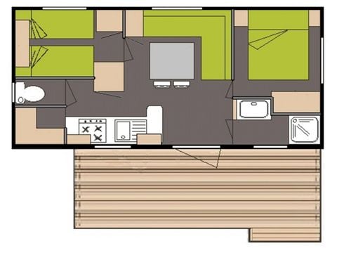 Stacaravan 4 personen - Klassieke stacaravan 2 slaapkamers 4 personen Clim 2017