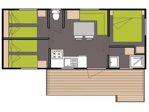 Stacaravan 6 personen - Klassieke 3-slaapkamer stacaravan voor 6 personen zondag