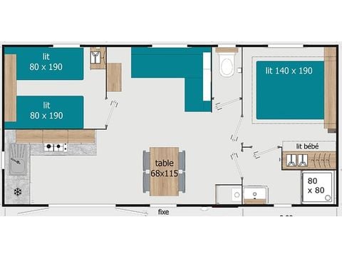 Stacaravan 6 personen - COTTAGE PREMIUM - Les Genêts | 4-6 pers.