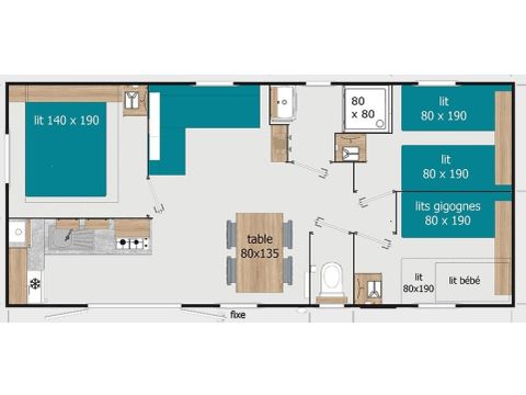 Stacaravan 8 personen -   COTTAGE PREMIUM - Les Genêts | 6-8 pers.