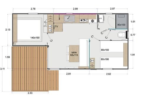 Stacaravan 4 personen - COTTAGE PREMIUM - Les Genêts | 4 pers.