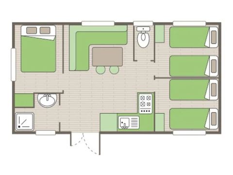 Stacaravan 6 personen - Comfort XL | 3 slaapkamers | 6 pers. | Verhoogd terras