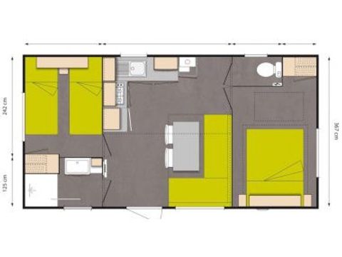 Stacaravan 4 personen - Comfort XL | 2 Slaapkamers | 4 Pers. | Klein Terras