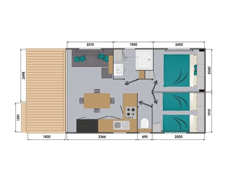 Stacaravan 5 personen - Cottage Living - airconditioning