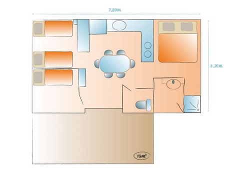 Stacaravan 6 personen - Cottage Familie