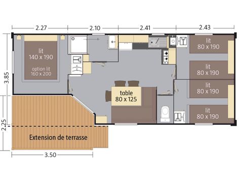 Stacaravan 6 personen - Ciela Confort Compact - 3 slaapkamers
