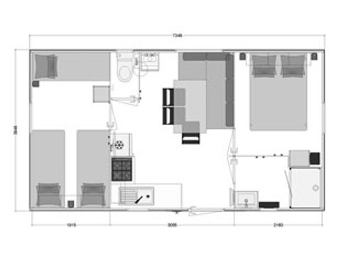 Stacaravan 5 personen - 2 kamers Eden + Venezia
