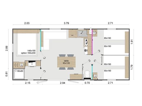 Stacaravan 6 personen - Lodge Premium 32 m²