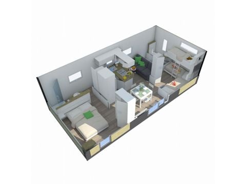 Stacaravan 5 personen - PREMIUM TAOS 2bed 5 pers met airconditioning