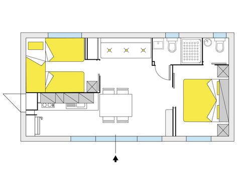 Bungalow 5 personen - 2 slaapkamers