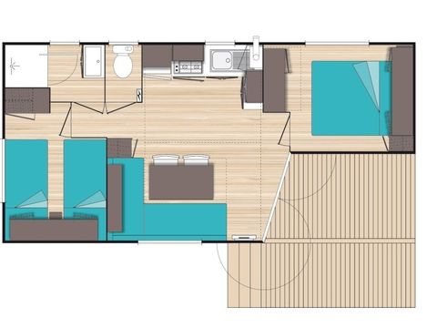 Stacaravan 4 personen - Classic XL | 2 slaapkamers | 4 pers. | Eenpersoons terras | Airconditioning | TV
