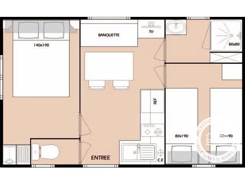Stacaravan 4 personen - Loisirs 3 Kamers 4 Personen + TV