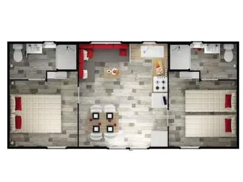 Stacaravan 4 personen - Duo Premium 3 Kamers 4 Personen Jacuzzi + Airconditioning + TV