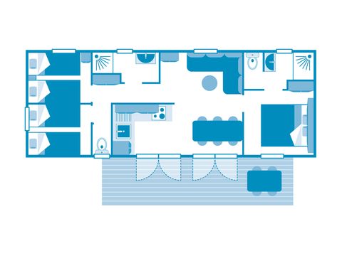 Stacaravan 6 personen - Huisje 6p 3ch 2SdB ****