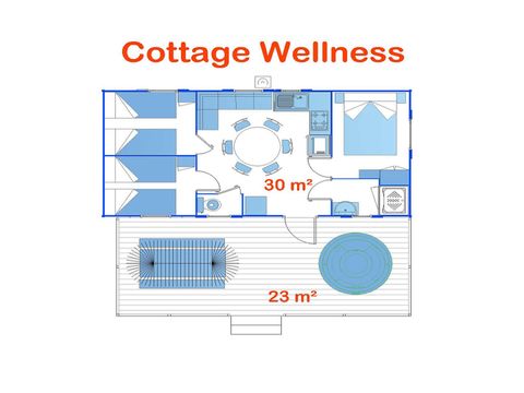 Stacaravan 6 personen - Cottage Wellness