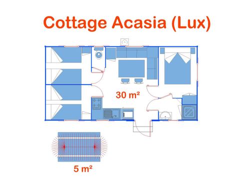 Stacaravan 6 personen - Cottage Lux