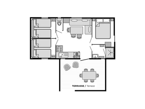 Stacaravan 6 personen - COTTAGE - 3 Slaapkamers - TV - CLIM - LV