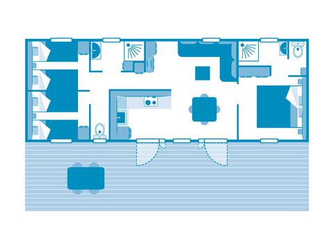 Stacaravan 6 personen - COTTAGE Naïade 6p 3ch 2SdB PREMIUM
